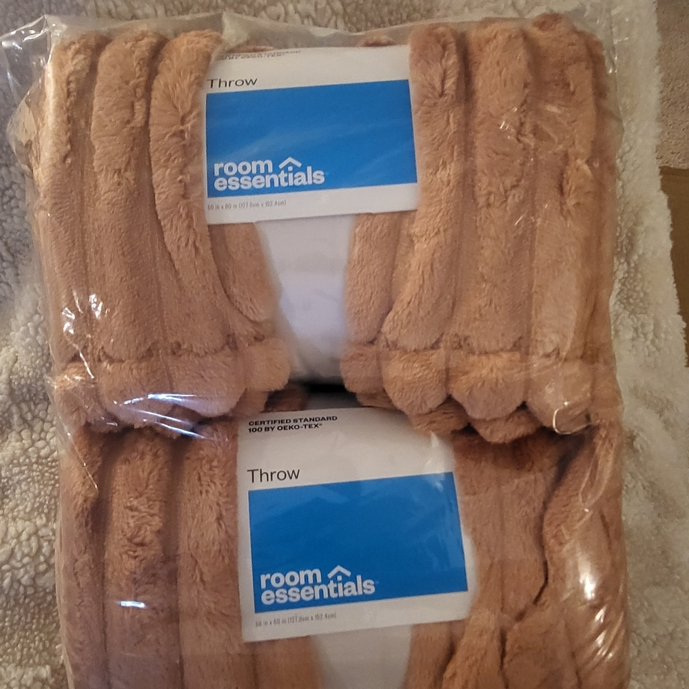 2/$30 Room Essentials Cozy Tan Throw Blanket